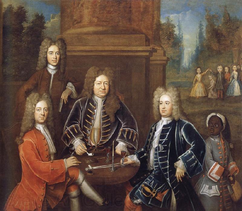 unknow artist Elibu Yale the 2nd Duke of Devonshire,Lord James Cavendish,Mr Tunstal and a Page Spain oil painting art